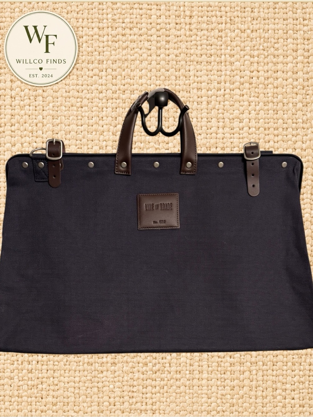 Line of Trade No 0312 Navy Canvas Leather Weekender Duffel Bag NWOT